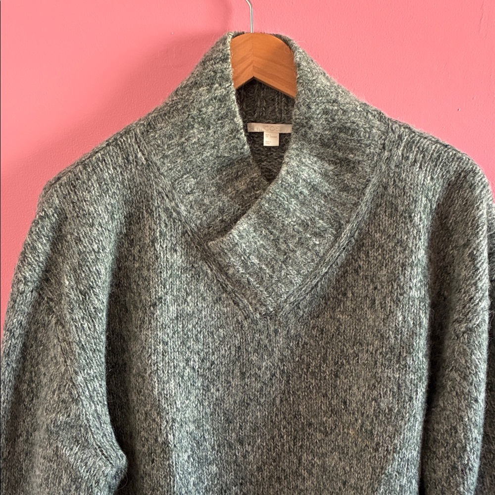 COS Green Heathered Cowl Neck Sweater - Picture 4 of 14